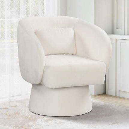 Dreamade Swivel Accent Chair Upholstered Barrel Chair with Curved Back & Removable Lumbar Pillow