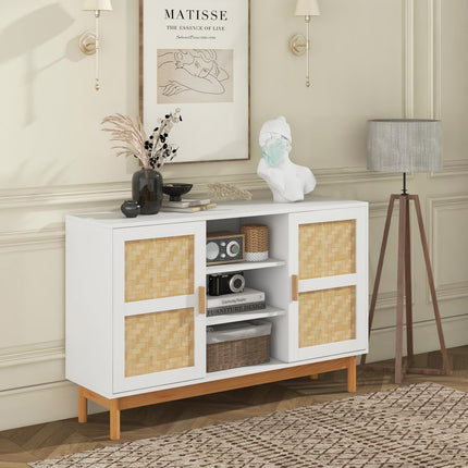 Dreamade Buffet Sideboard, Kitchen Storage Cabinet with 3 Open Shelves & 2 Side Cabinets