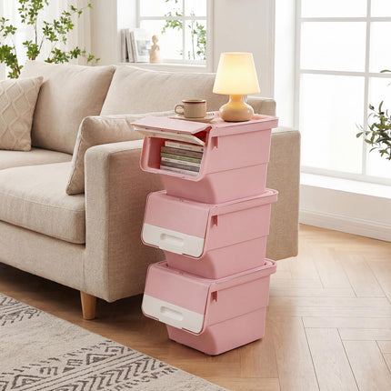 Dreamade Plastic Stackable Storage Bins with Lids & Wheels
