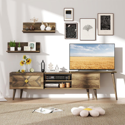 Dreamade 85 Inch TV Stand and 2 Floating Shelves Set