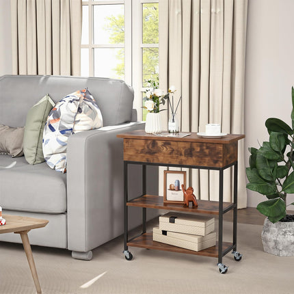 Dreamade End Table with Charging Station - Lift Top Narrow Side Table (1/2)