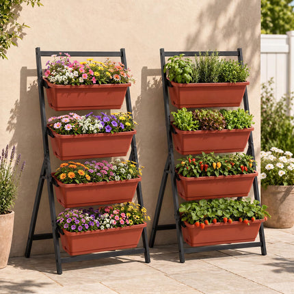 Dreamade 4-Tier Vertical Garden Planter with 4 Container Boxes & Drainage System (1/2)