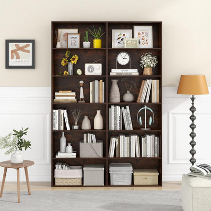 Dreamade 6-Tier Bookcase, 70" Tall Wooden Bookshelf, Freestanding Storage Organizer w/Open Shelves