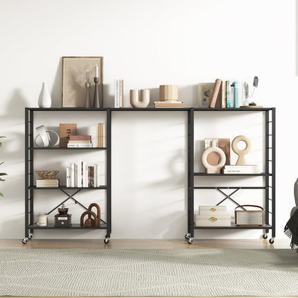 Dreamade 4-Tier Folding Storage Shelf, Collapsible Shelving Unit w/Lockable Wheels & Adjustable Shelf