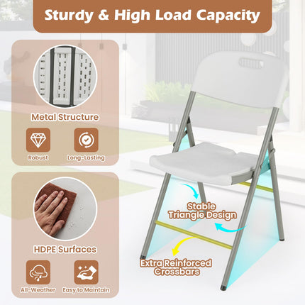 Dreamade 4/8/12-Pack Plastic Folding Chairs, HDPE Waiting Room Chairs w/Metal Frame