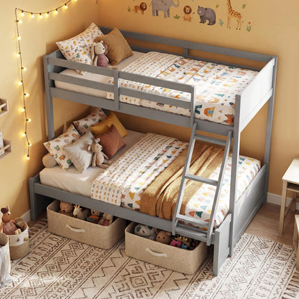 Dreamade Twin Over Full Bunk Bed Wood Bunk Bed
