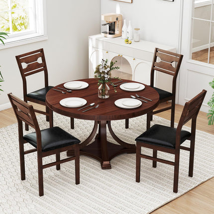 Dreamade Wooden Dining Chairs Set of 2/4 PU Leather Upholstered Kitchen Armless Chair