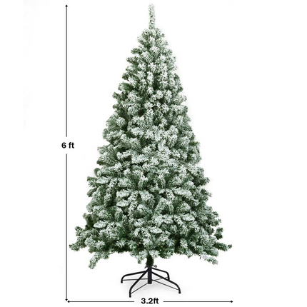 Dreamade Snow Flocked Christmas Tree, Artificial Hinged Pine Tree - DreamadeUS