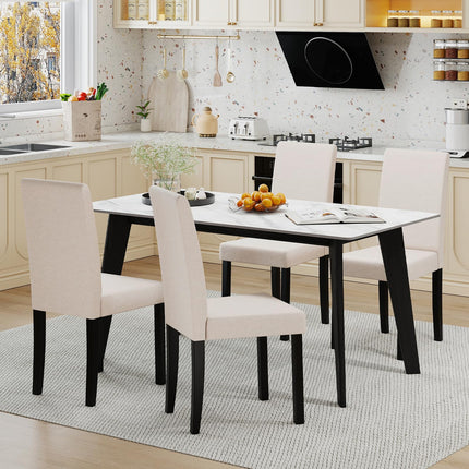 Dreamade Upholstered Dining Chair Set of 2/4 Mid Century Modern Fabric Kitchen Chairs with Thick Padded Seat