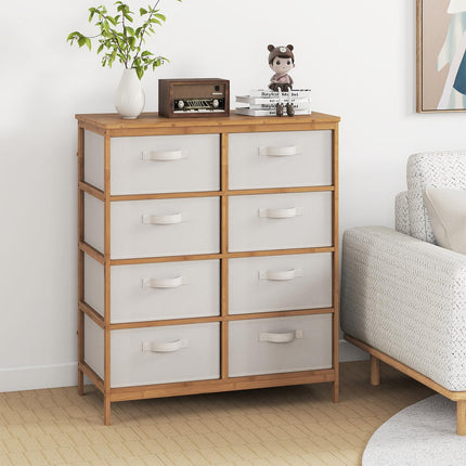 Dreamade 8-Drawers Dresser Bamboo Fabric Storage Tower with Removable Fabric Bins