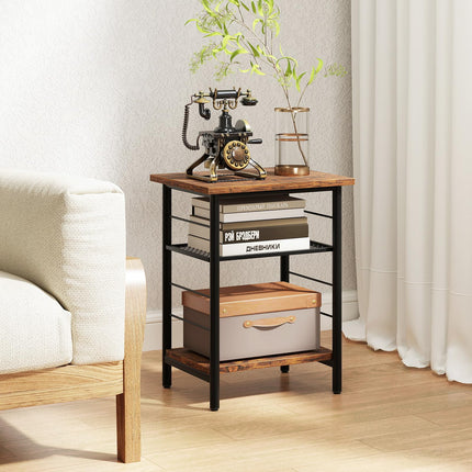 Dreamade 3-Tier Side Table with Adjustable Mesh Shelf