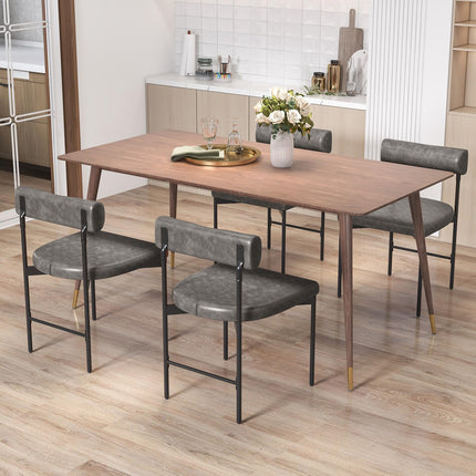 Dreamade Dining Chairs, Faux Leather Upholstered Kitchen Side Chair with Padded Backrest and Cushion, Metal Legs