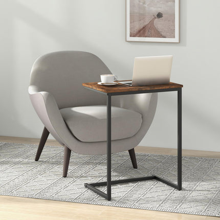Dreamade C Shaped End Table, 26.5" Slide-Under Couch Table for Laptop Coffee Snack