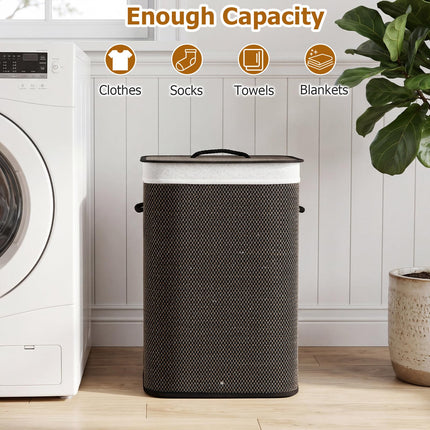 Dreamade 19 Gal Rectangular Bamboo Laundry Hamper with Lid