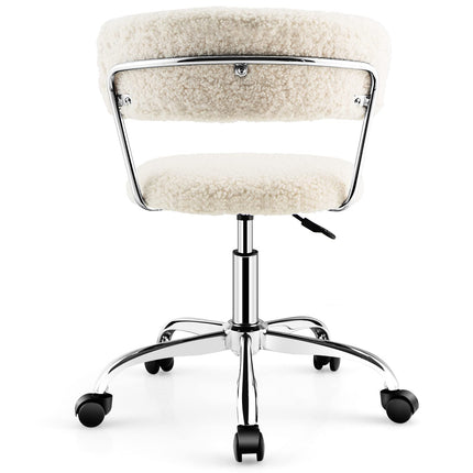 Dreamade Home Office Chair, Faux Fur Low Back Swivel Leisure Chair w/Height Adjustable Padded Seat