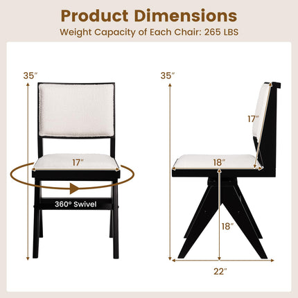 Dreamade Swivel Dining Chairs Set of 2/4, Faux Sherpa Kitchen Chairs w/Rubber Wood Frame
