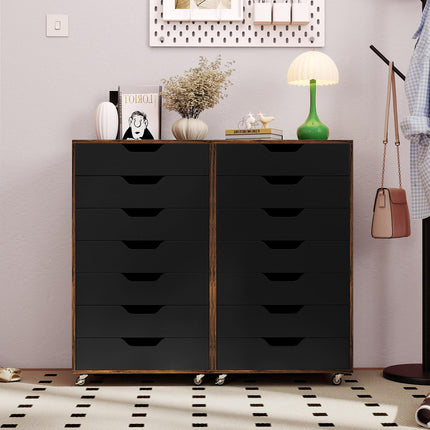 Dreamade 7-Drawer Chest Wooden Storage Dresser with Lockable Wheels