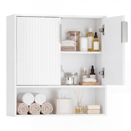 Dreamade Fluted Bathroom Wall Cabinet | Over-the-Toilet Medicine Cabinet w/ 2 Doors
