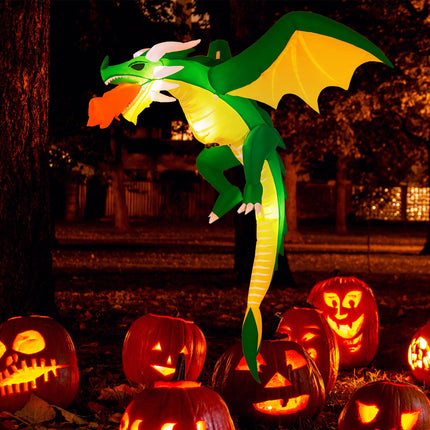DREAMADE 5.2FT Hanging Inflatable Dragon Lighted Halloween Yard Decoration