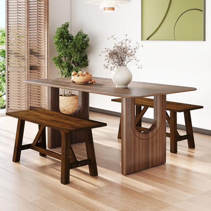Dreamade 38" Wooden Dining Bench Farmhouse Entryway Bench with Rubber Wood Frame