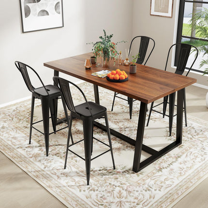 Dreamade Metal Bar Stools Set of 4, 30" High Back Bar Height Chairs w/Footrest & Removable Backrest