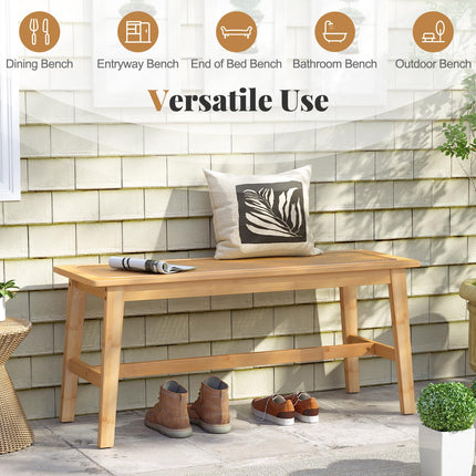Dreamade 39.5" Bamboo Dining Bench with Handwoven Rattan Seat
