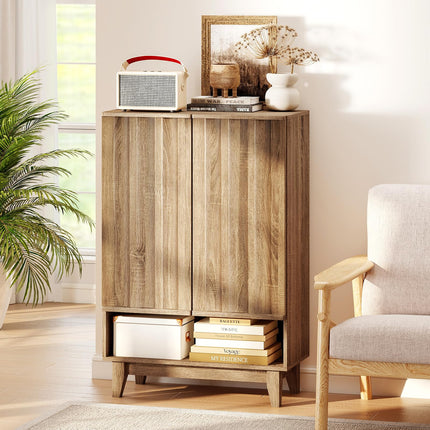 Dreamade Wooden Shoe Cabinet with 2 Fluted Doors