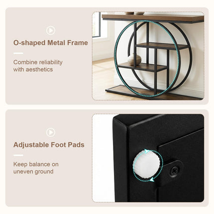Dreamade 41" Industrial Console Table | 4-Tier Narrow Entryway Table with Storage Shelves