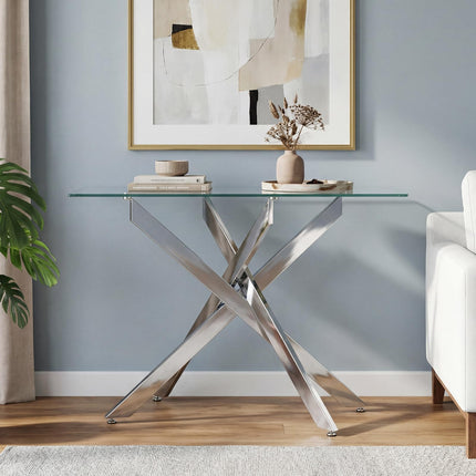Dreamade Glass Console Table 45" Modern Entryway Table