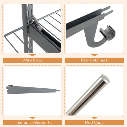 Dreamade Closet Organizer System Wall-mounted Custom Closet Kit w/Adjustable Storage Shelves