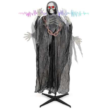 Dreamade 6.4 FT Halloween Animatronic Standing Grim Reaper, Halloween Decoration with Chain