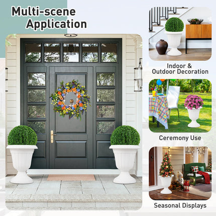 Dreamade 18" Tall Urn Plastic Flower Pots with Pedestal Base & Pre-Marked Drain Hole
