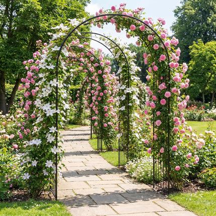 Dreamade 87" Decorative Metal Garden Arbor Arch Trellis for Climbing Plants