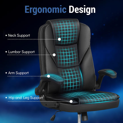 Dreamade Leather Ergonomic Computer Desk Chair with Rocking Function & Adjustable Height