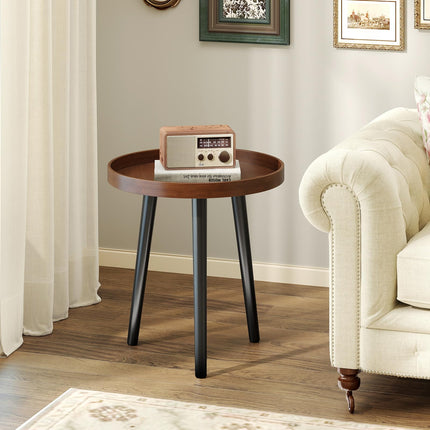 Dreamade Mid Century Modern Side Table with Wooden Tray and Bamboo Legs