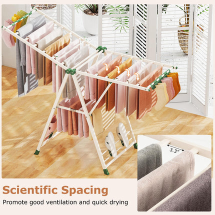 Dreamade 64 Inches Clothes Drying Rack with Height Adjustable Wings