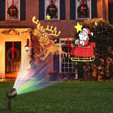 Dreamade Christmas Projector Lights Outdoor | LED Santa Claus on Sleigh Projection Lamp