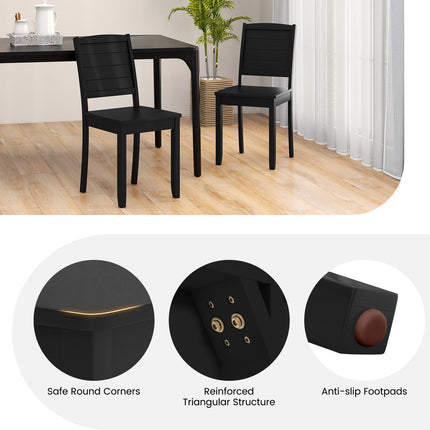 Dreamade Wood Dining Chairs Set of 2/4, Modern Kitchen Chairs w/Rubber Wood Legs, Curved Backrest, Farmhouse Diner Chairs