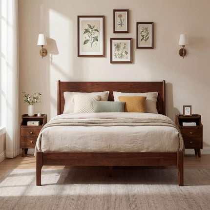 Dreamade 12'' Slim Wood Bedside Table w/Pull-Out Tray & Cable Hole (1/2)