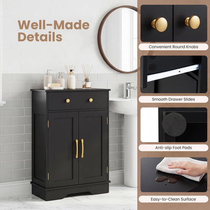 Floor Storage Cabinet with Doors Modern Buffet Sideboard with Drawer and Adjustable Shelf
