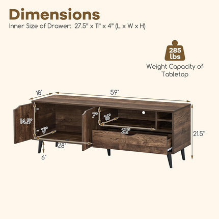 Dreamade TV Stand for TVs up to 65 Inches Rustic Entertainment Center
