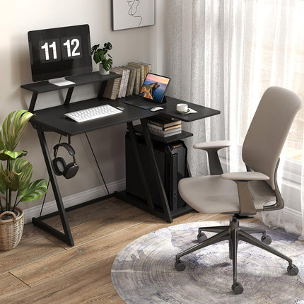 Dreamade 39” L-Shaped Computer Desk with Power Outlets