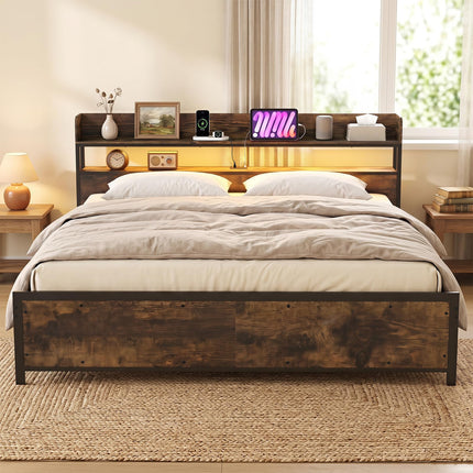Dreamade King Size Bed Frame with Storage Headboard