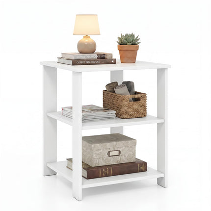 Dreamade 16" Square 3-Tier Wooden Sofa Couch End Table with Open Storage Shelves (1/2)