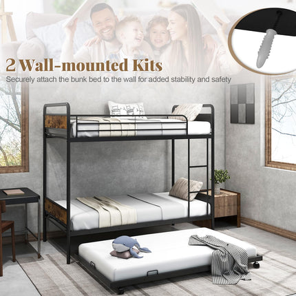Dreamade Metal Twin Over Twin Bunk Bed with Trundle