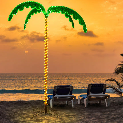 Dreamade 7.5 FT Lighted Palm Tree, Tropical Christmas Tree with 332 LED Lights