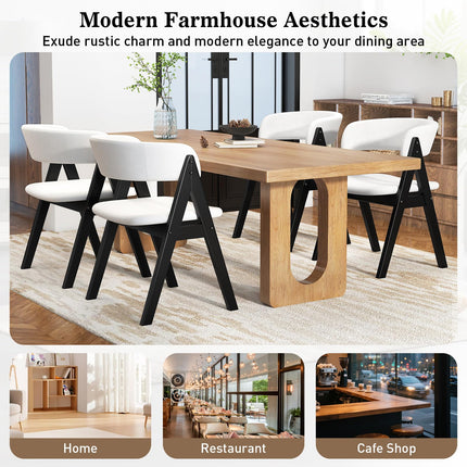 Dreamade Wooden Dining Chairs Set of 2/4 Modern Sherpa Upholstered Kitchen Chair
