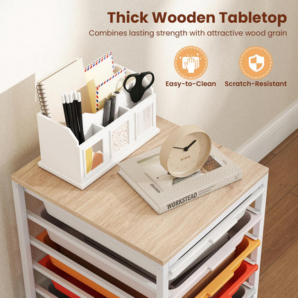 Dreamade 6-Drawer Rolling Storage Cart with Wooden Tabletop