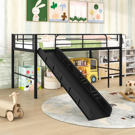 Dreamade Low Loft Bed with Slide