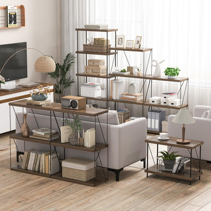 Dreamade 3-Tier Open-Back Bookshelf, Freestanding Display Rack, Metal Frame Storage Shelf